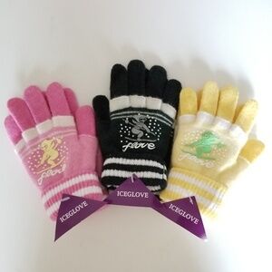 Set of 3 New Multicolor Double Layered 2 in 1 Wool Blend Cozy Warm Gloves